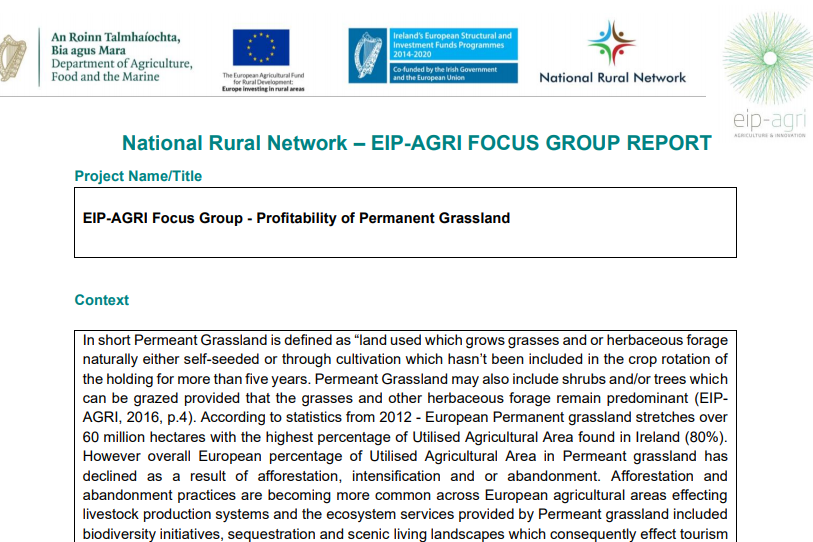 EIP-AGRI Focus Group – Profitability of Permanent Grassland
